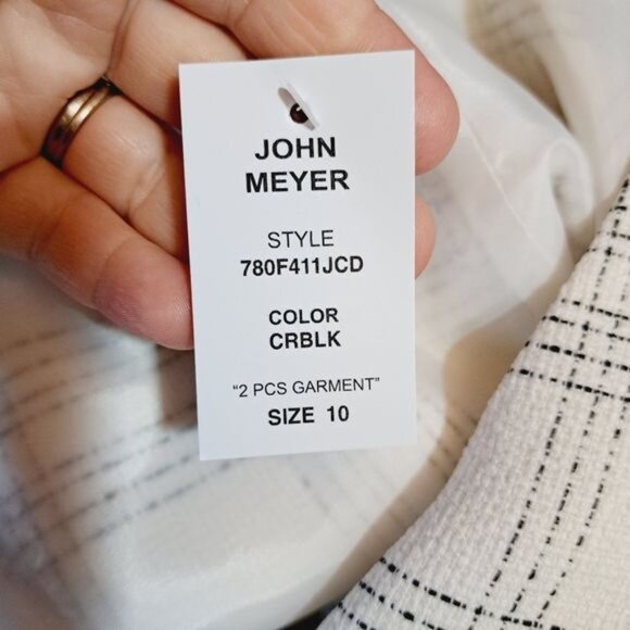 John Meyer Collection Cream Black Tweed Plaid Dress Size 10 New - Picture 5 of 7